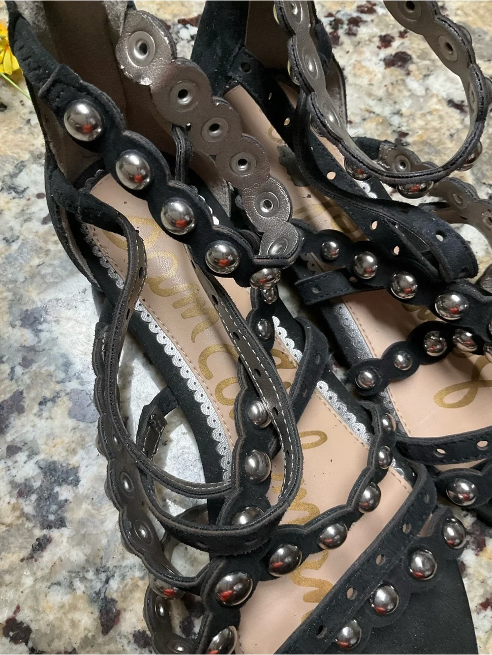 Sam Edelman Black Suede Strappy Gladiator Sandals